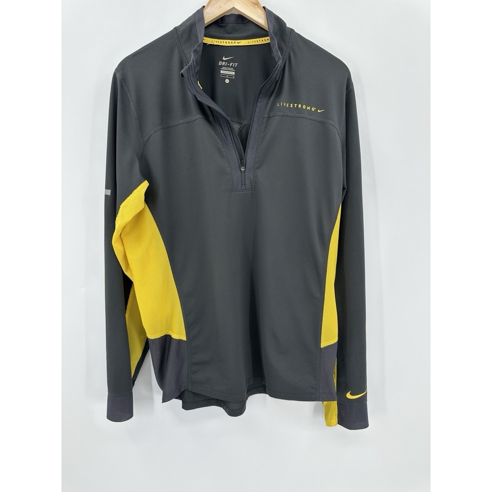 Nike Lance Armstrong Live Strong  Pullover Long Sleeve Adult Large Black Yellow
